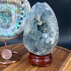 Celestite Egg Soothing Crystal Natural Blue Angelic Energy Inner Peace Meditatio